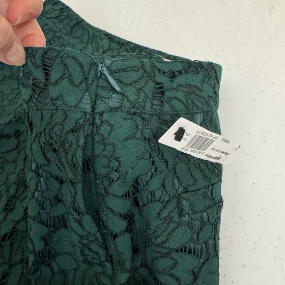 Rachel Parcell Botanica Lace Pants Women's 12 Green Scallop Hem Lined Romantic - Picture 6 of 16